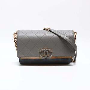 CHANEL Caviar Skin x Suede Chain Coco Mark Shoulder Bag 22017-2018 Gray WS12612